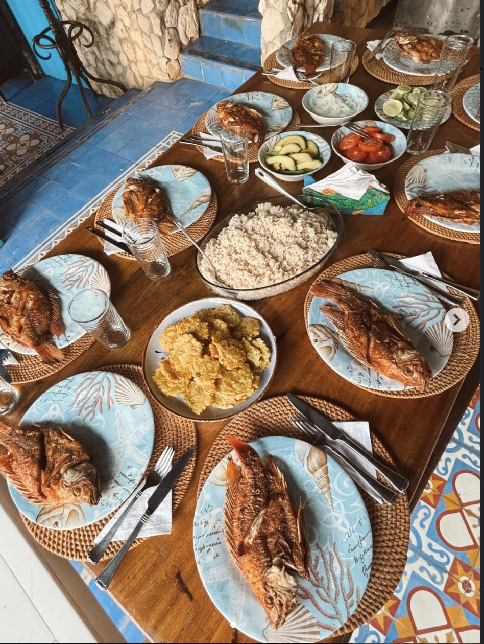 Fresh lunch prepared at Casa Gaviota